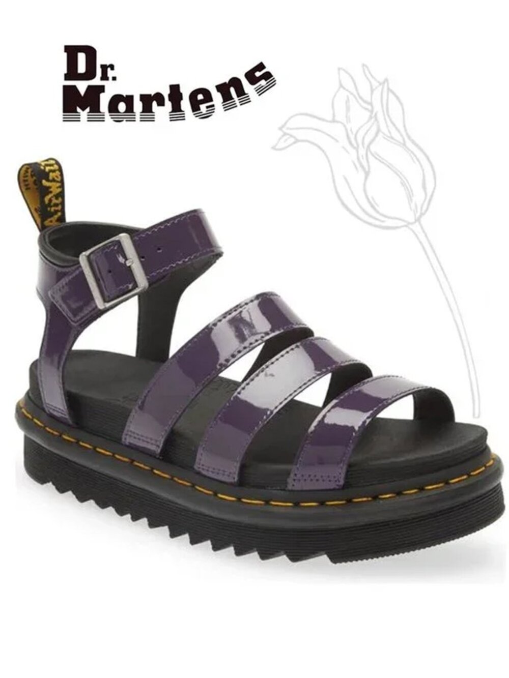 Dr. Martens Black Currant Patent Blaire Sandal